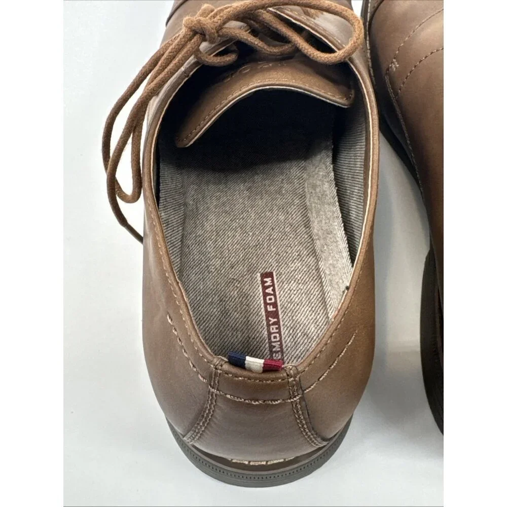 Izod Oxford Shoes Mens 13 M Tan Faux Leather Memory Foam Lace Up Dress Casual
